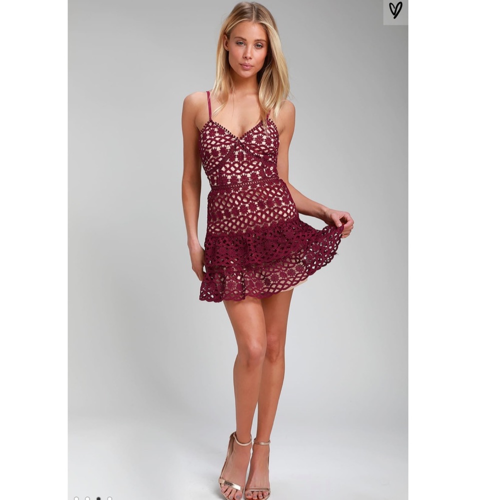 NWT Lulus Beauty&Lace Crochet Lace Mini Dress, L